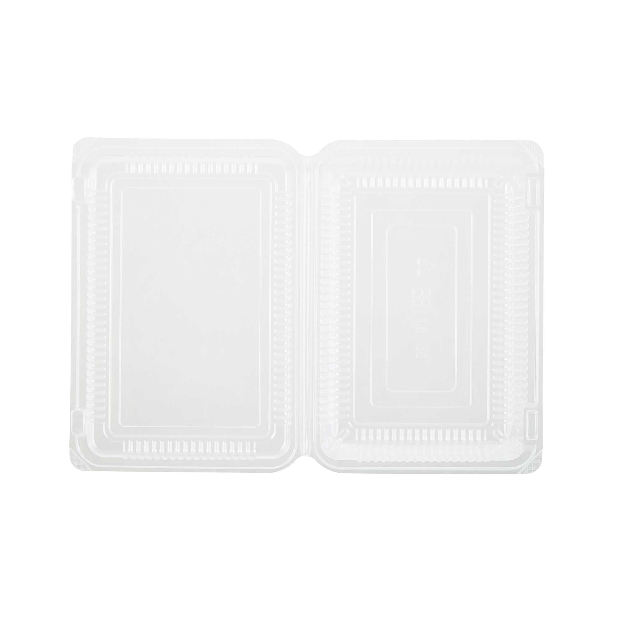 Thermo Tek Rectangle Clear Plastic Clamshell Container - 8 1/4" x 5 3/4" x 1 3/4" - 100 count box