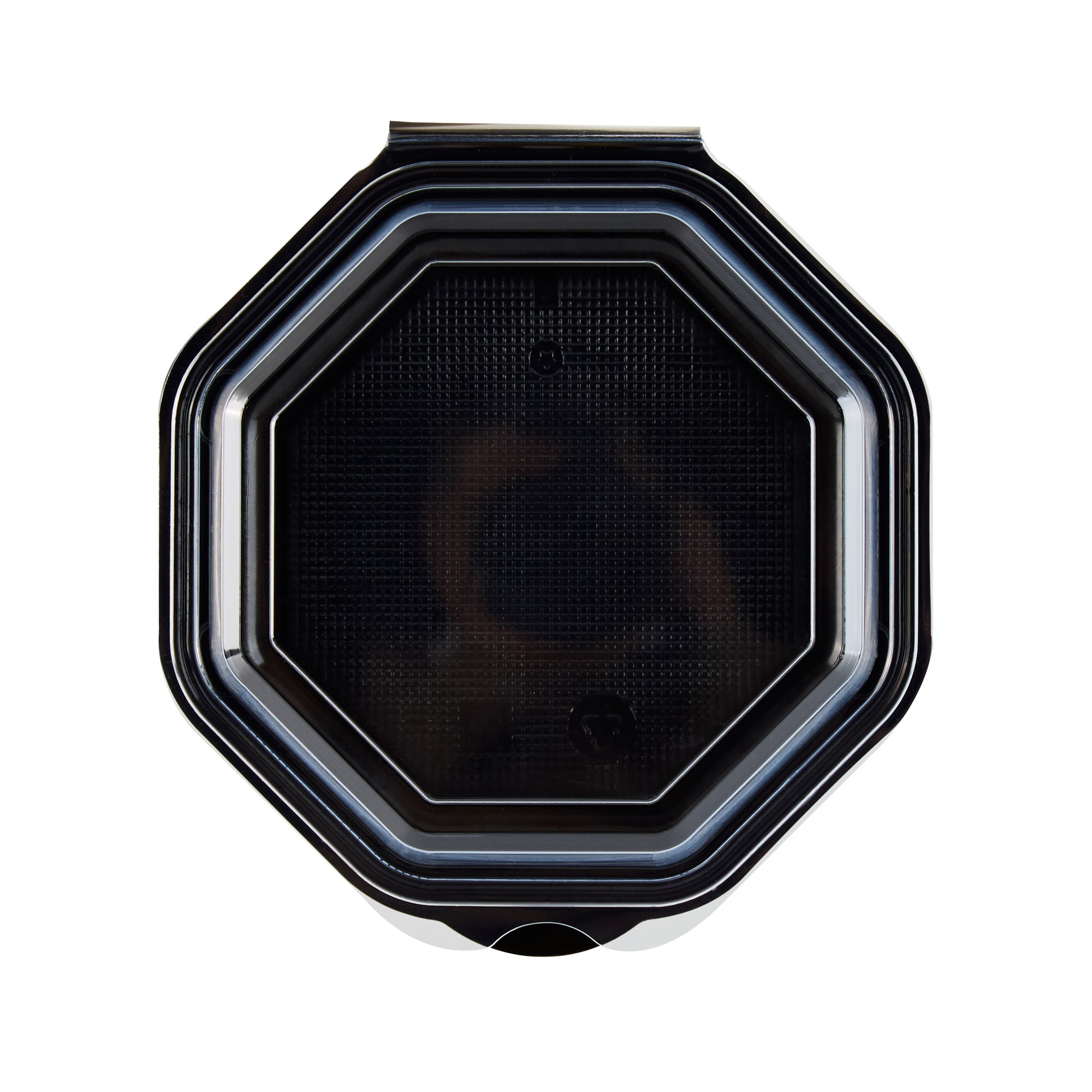 Chef 101 Octagon Black Plastic Food Container - with Clear Lid - 6 1/4" x 6 1/4" x 2" - 100 count box