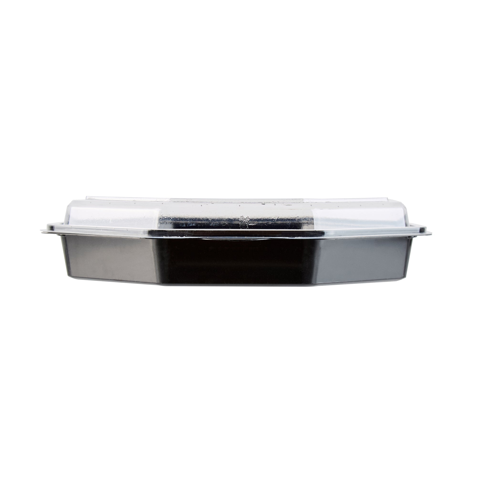 Chef 101 Octagon Black Plastic Food Container - with Clear Lid - 9" x 9" x 2" - 100 count box