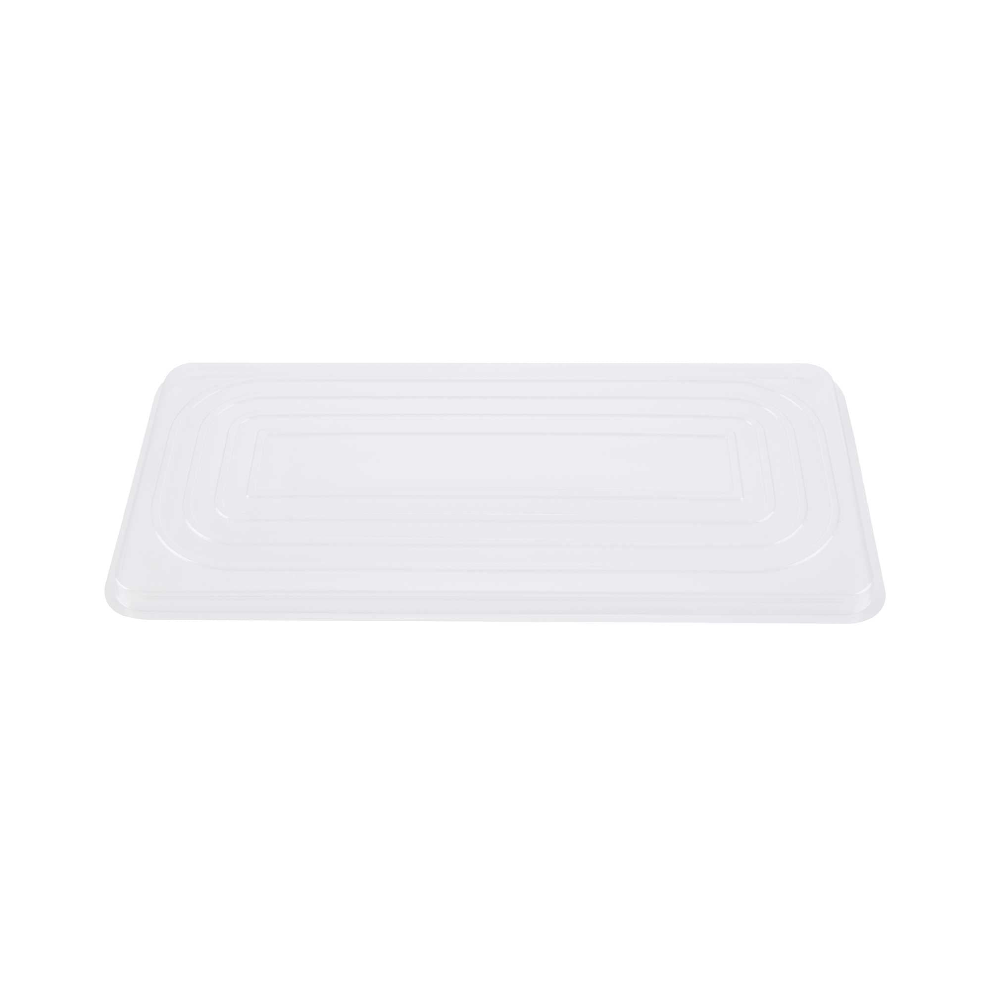 Chef 101 5 Qt Rectangle Gray Plastic Ice Cream Container - with Clear Lid - 13 1/2" x 6 1/2" x 4 3/4" - 25 count box