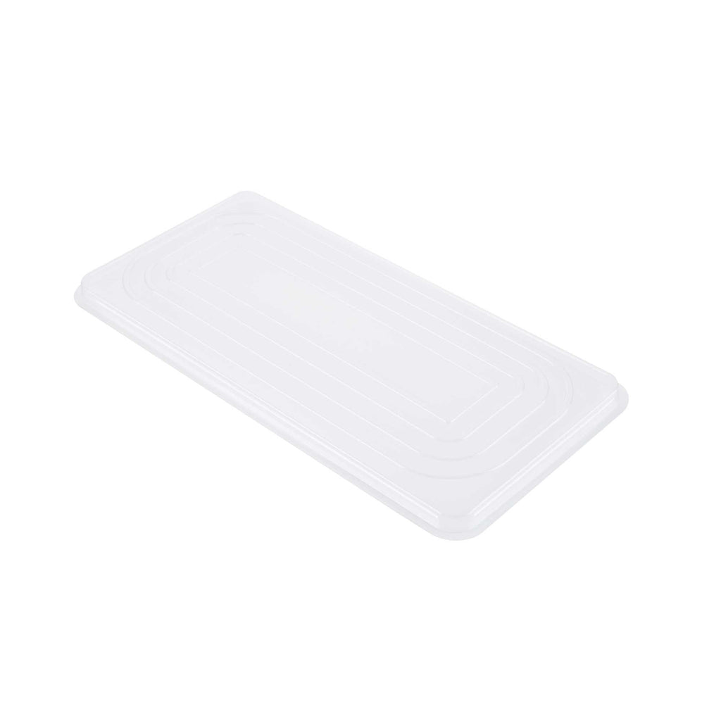 Chef 101 5 Qt Rectangle Gray Plastic Ice Cream Container - with Clear Lid - 13 1/2" x 6 1/2" x 4 3/4" - 25 count box