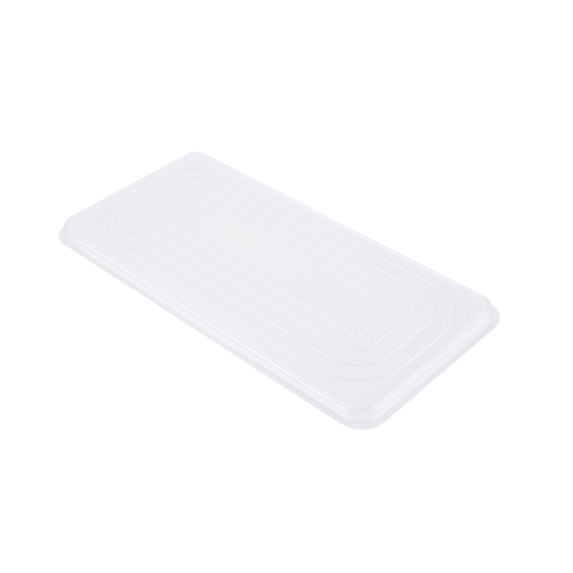 Chef 101 5 Qt Rectangle Gray Plastic Ice Cream Container - with Clear Lid - 13 1/2" x 6 1/2" x 4 3/4" - 25 count box