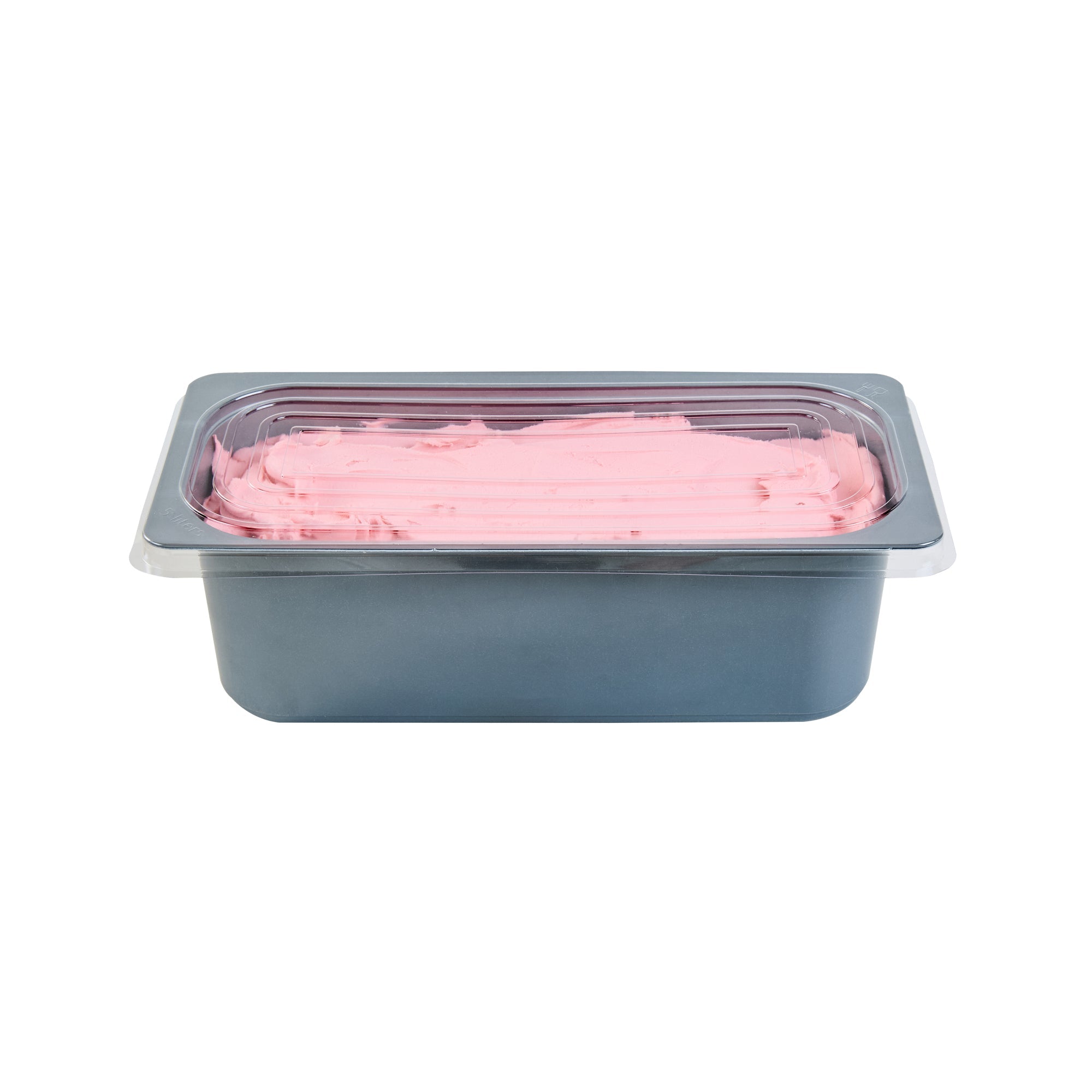 Chef 101 5 Qt Rectangle Gray Plastic Ice Cream Container - with Clear Lid - 13 1/2" x 6 1/2" x 4 3/4" - 100 count box