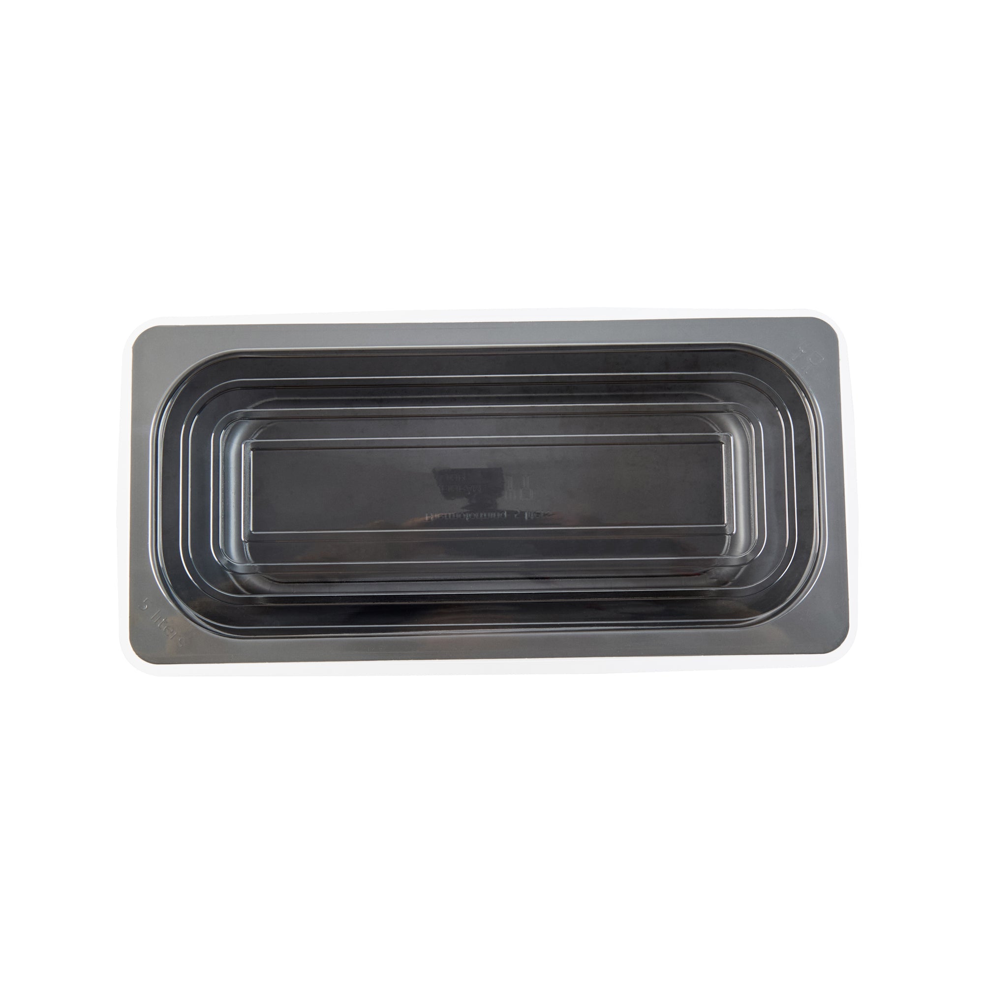 Chef 101 5 Qt Rectangle Gray Plastic Ice Cream Container - with Clear Lid - 13 1/2" x 6 1/2" x 4 3/4" - 100 count box