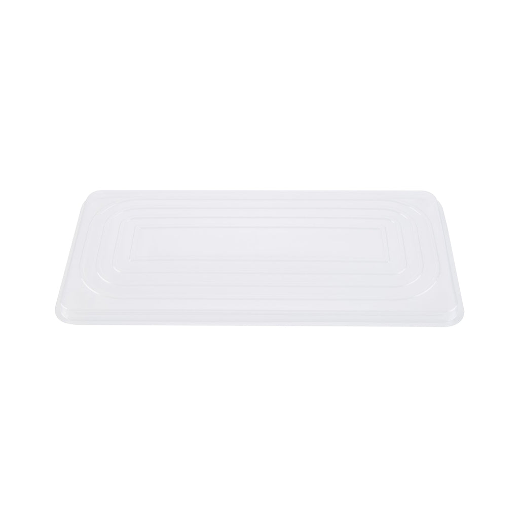 Chef 101 5 Qt Rectangle Gray Plastic Ice Cream Container - with Clear Lid - 13 1/2" x 6 1/2" x 4 3/4" - 100 count box