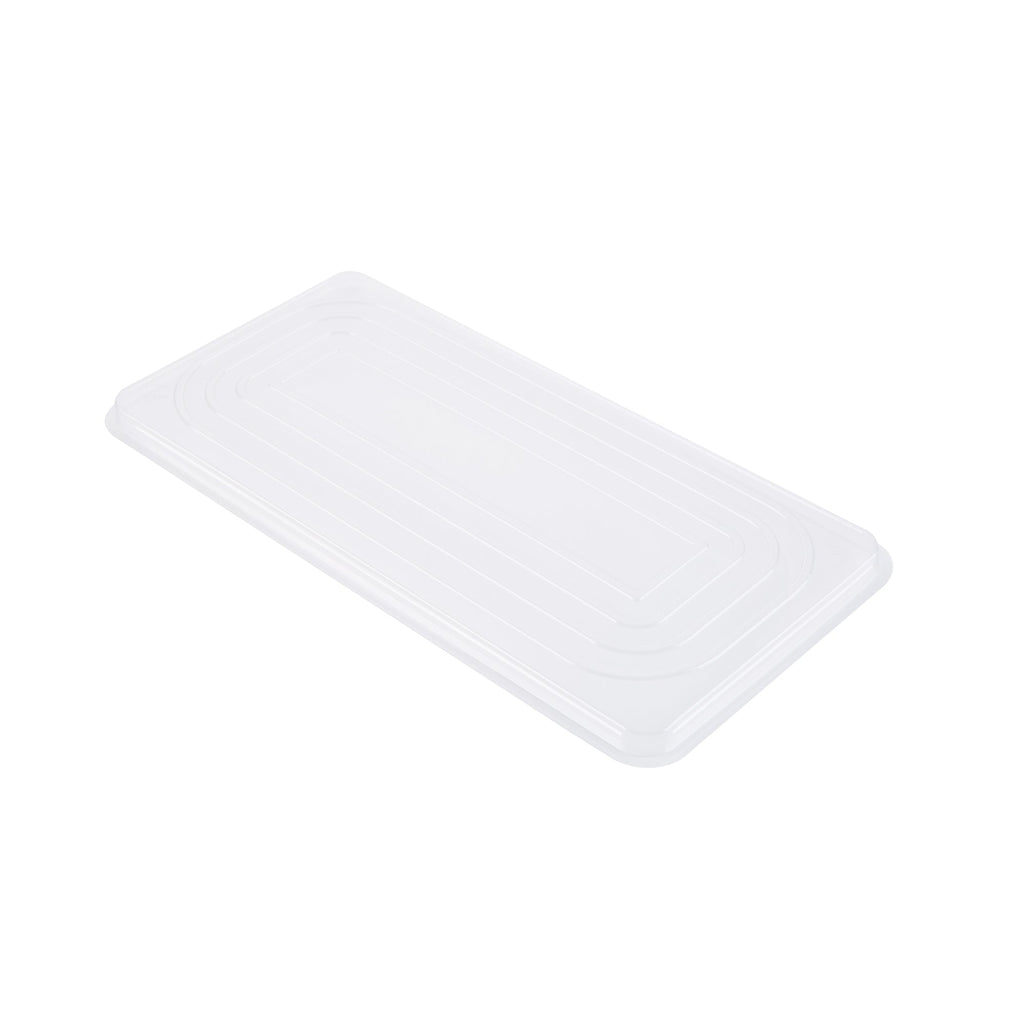 Chef 101 5 Qt Rectangle Gray Plastic Ice Cream Container - with Clear Lid - 13 1/2" x 6 1/2" x 4 3/4" - 100 count box