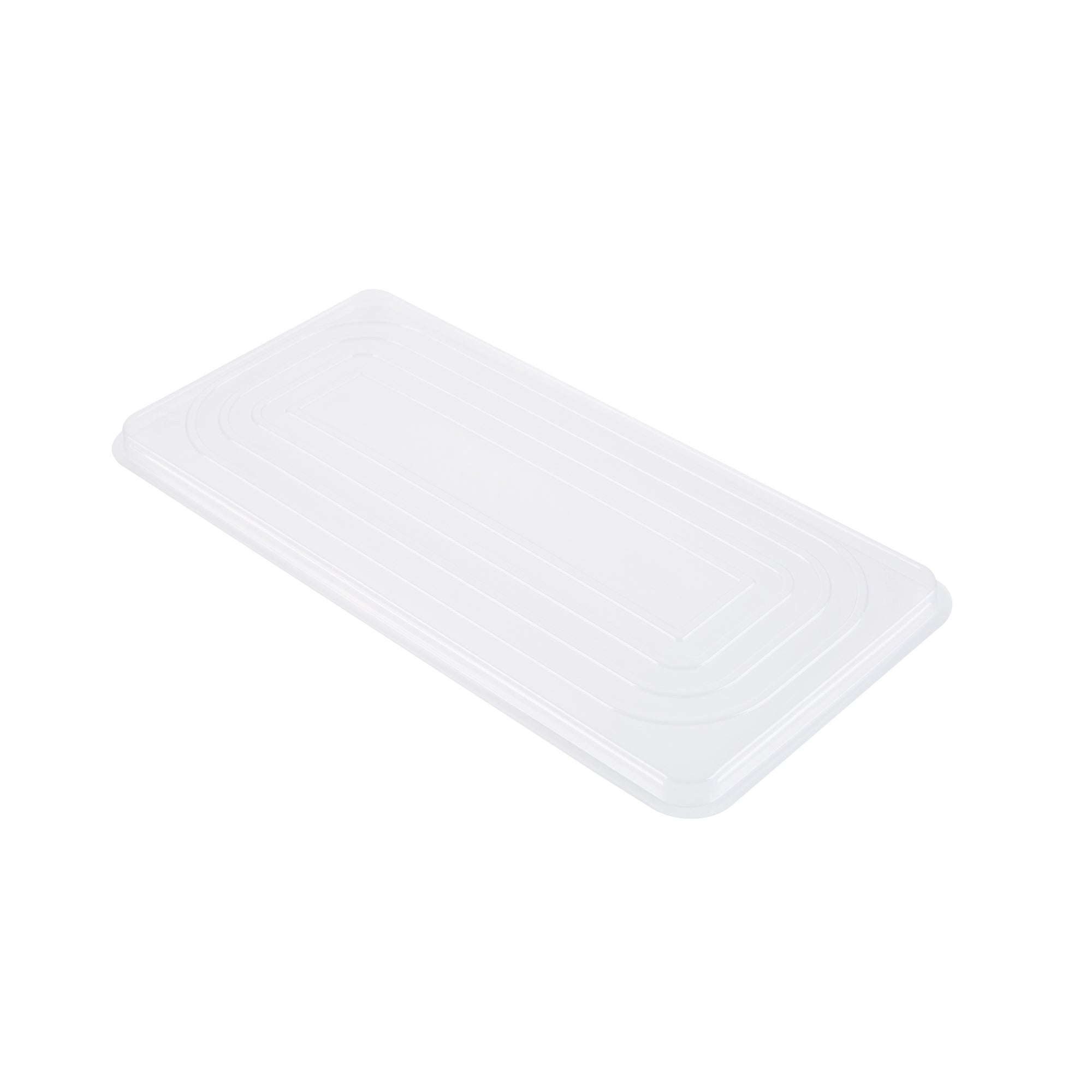 Chef 101 5 Qt Rectangle Gray Plastic Ice Cream Container - with Clear Lid - 13 1/2" x 6 1/2" x 4 3/4" - 100 count box