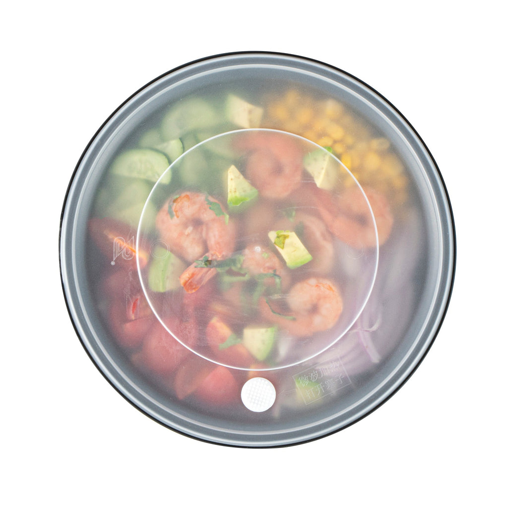 Cater Tek 59 oz Round Black Plastic Catering / Serving Bowl - with Clear Lid, Microwavable - 8" x 8" x 3 3/4" - 25 count box