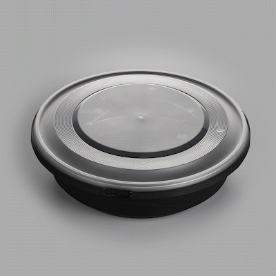 Cater Tek 68 oz Round Black Plastic Catering / Serving Bowl - with Clear Lid, Microwavable - 9 3/4" x 9 3/4" x 3" - 100 count box