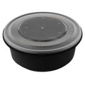 Cater Tek 101 oz Round Black Plastic Catering / Serving Bowl - with Clear Lid, Microwavable - 9 3/4" x 9 3/4" x 4" - 25 count box