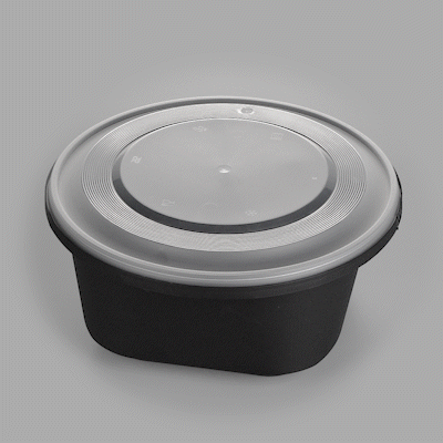 Cater Tek 118 oz Round Black Plastic Catering / Serving Bowl - with Clear Lid, Microwavable - 9 3/4" x 9 3/4" x 4 3/4" - 25 count box