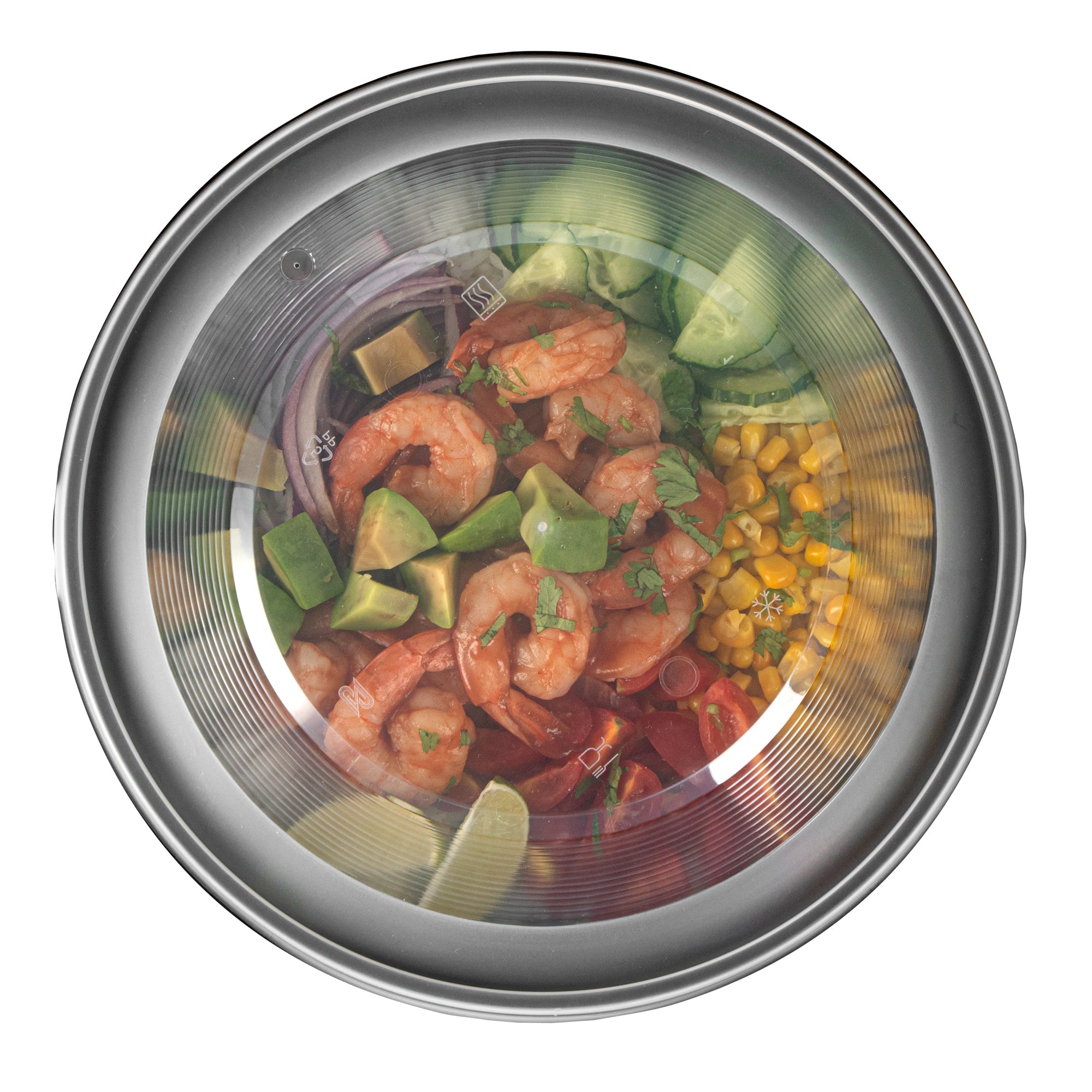 Cater Tek 118 oz Round Black Plastic Catering / Serving Bowl - with Clear Lid, Microwavable - 9 3/4" x 9 3/4" x 4 3/4" - 100 count box