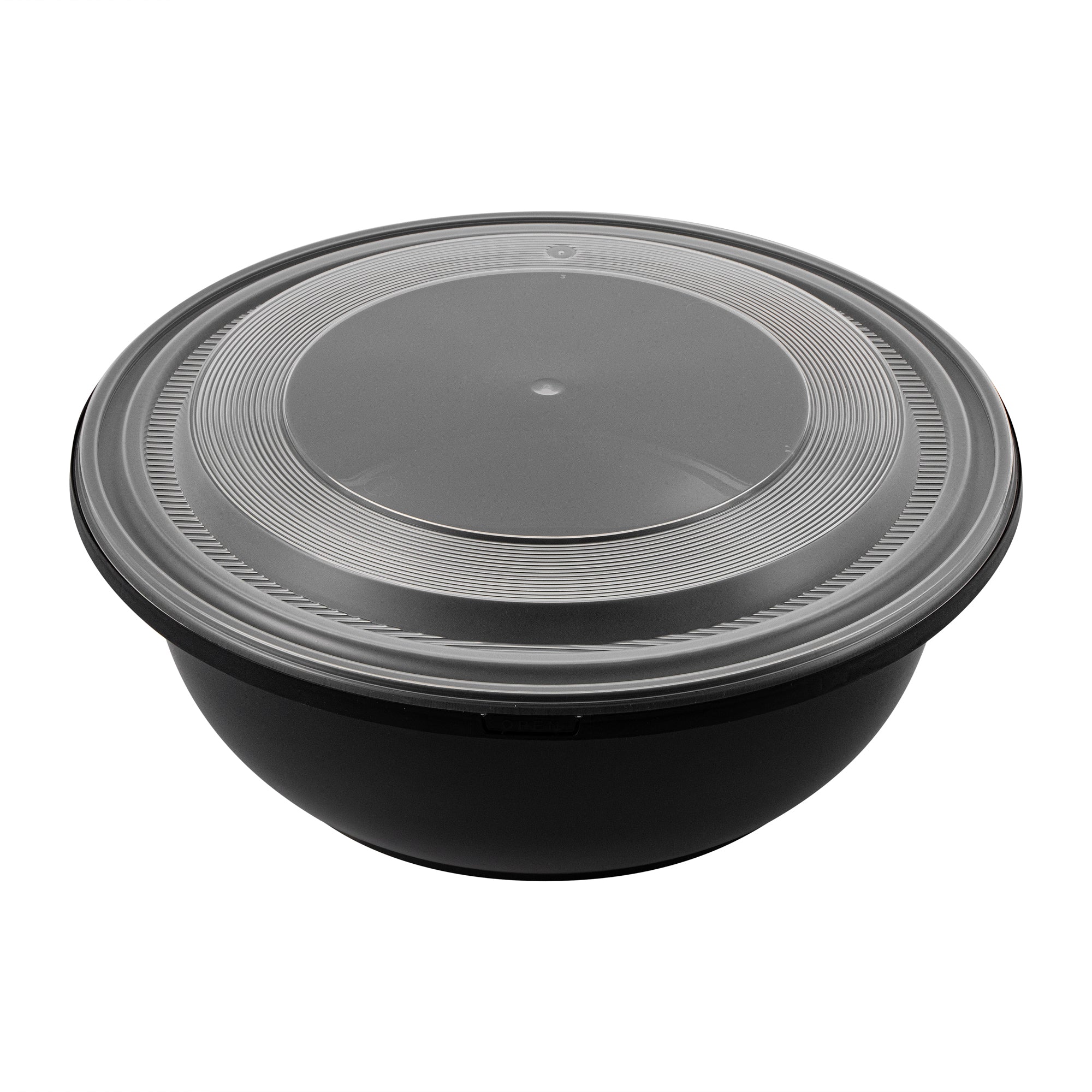 Cater Tek 169 oz Round Black Catering / Serving Bowl - with Clear Lid, Microwavable - 11 3/4" x 11 3/4" x 4 1/2" - 25 count box