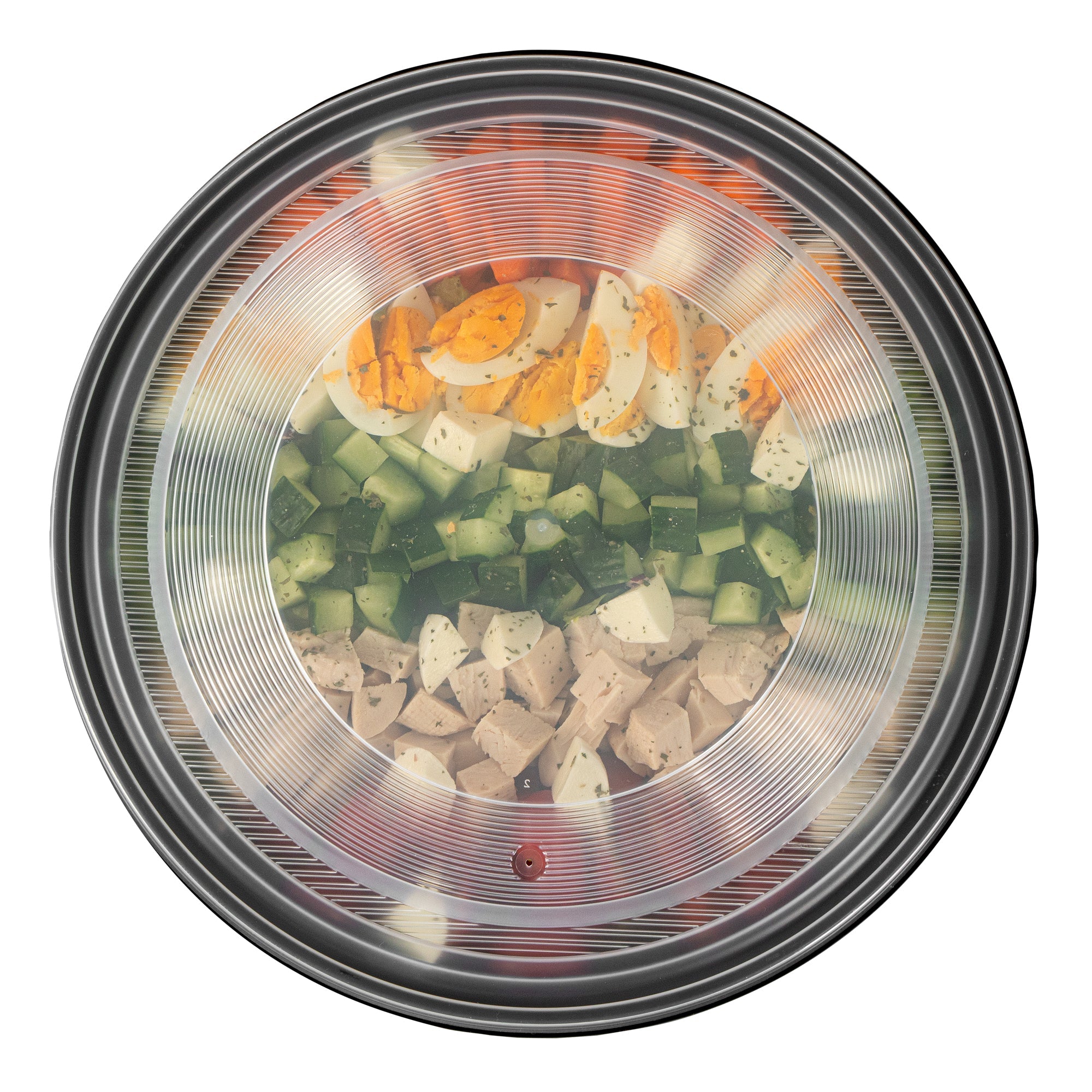 Cater Tek 169 oz Round Black Catering / Serving Bowl - with Clear Lid, Microwavable - 11 3/4" x 11 3/4" x 4 1/2" - 25 count box