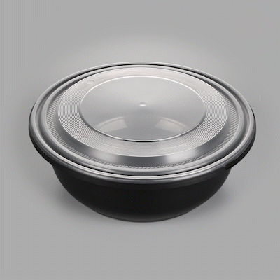 Cater Tek 169 oz Round Black Catering / Serving Bowl - with Clear Lid, Microwavable - 11 3/4" x 11 3/4" x 4 1/2" - 25 count box