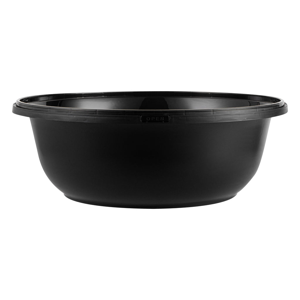 Cater Tek 169 oz Round Black Catering / Serving Bowl - with Clear Lid, Microwavable - 11 3/4" x 11 3/4" x 4 1/2" - 25 count box