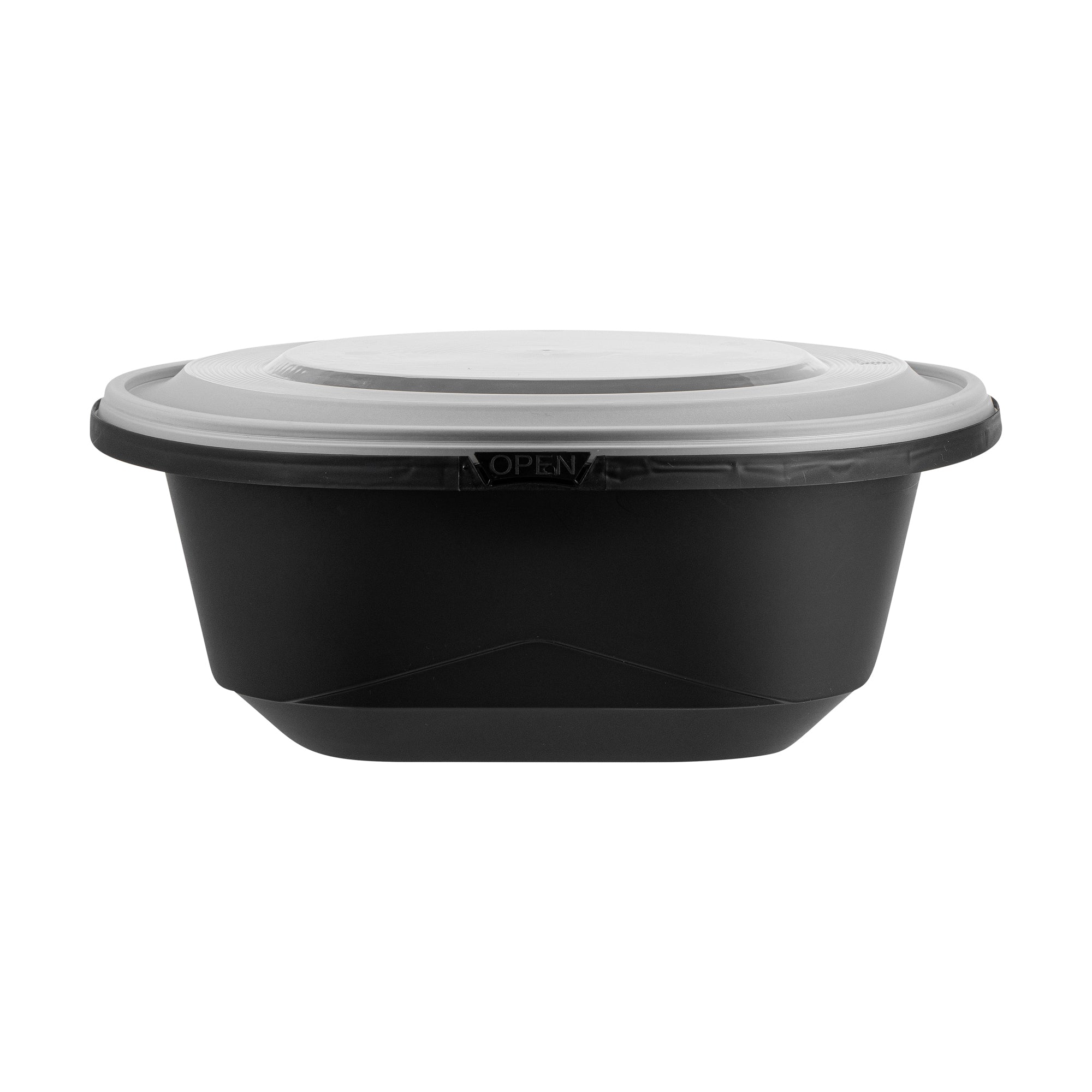 Cater Tek 85 oz Round Black Catering / Serving Bowl - with Clear Lid, Microwavable - 9 3/4" x 9 3/4" x 3 3/4" - 25 count box