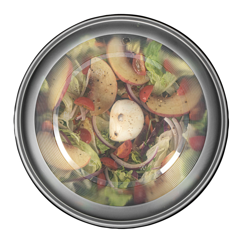 Cater Tek 85 oz Round Black Catering / Serving Bowl - with Clear Lid, Microwavable - 9 3/4" x 9 3/4" x 3 3/4" - 25 count box