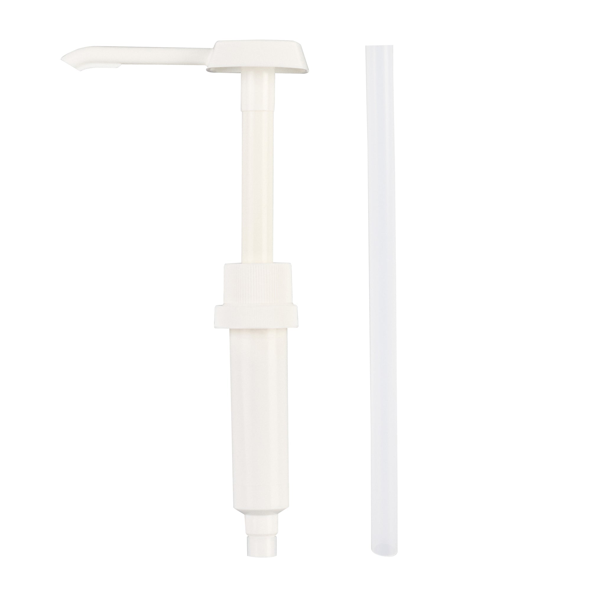 Met Lux 1 oz White Plastic Condiment Pump - with 11" Trimmable Dip Tube - 1 count box