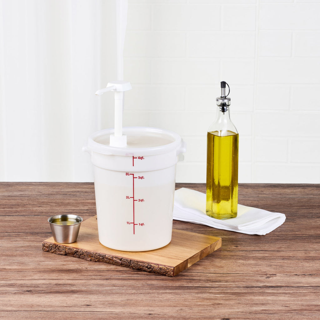 Met Lux 1 oz White Plastic Condiment Pump - with 11" Trimmable Dip Tube - 1 count box