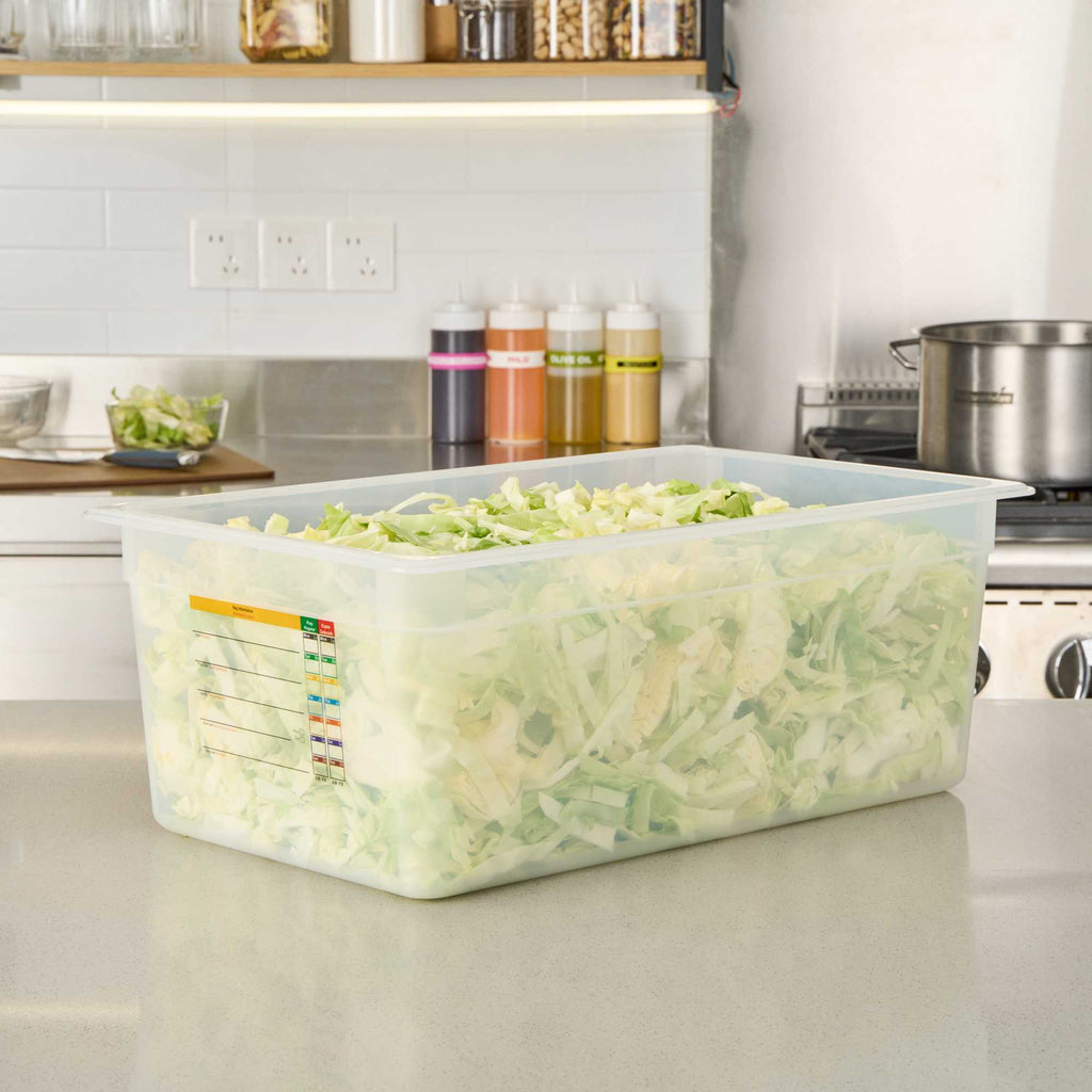 Met Lux Rectangle White Polypropylene Full Size Food Pan - 8" Deep, with Label - 1 count box