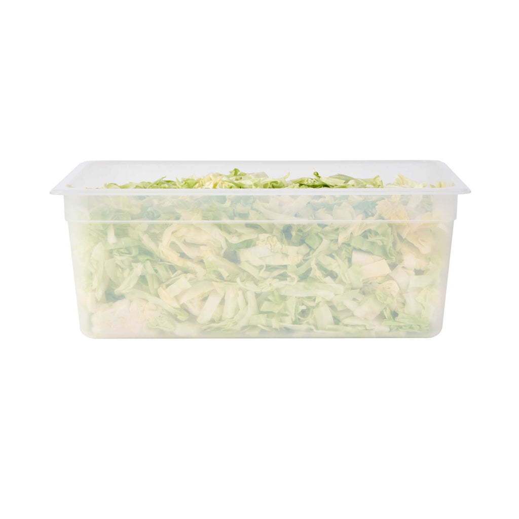 Met Lux Rectangle White Polypropylene Full Size Food Pan - 8" Deep, with Label - 1 count box