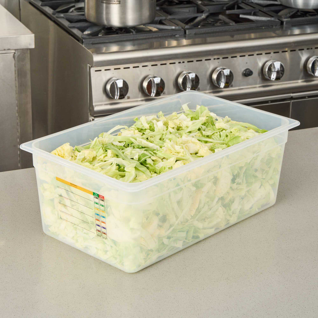 Met Lux Rectangle White Polypropylene Full Size Food Pan - 8" Deep, with Label - 1 count box