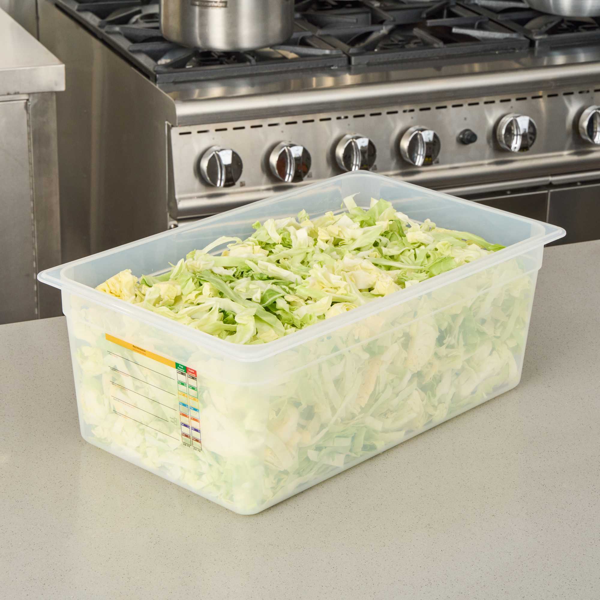 Met Lux Rectangle White Polypropylene Full Size Food Pan - 8" Deep, with Label - 1 count box