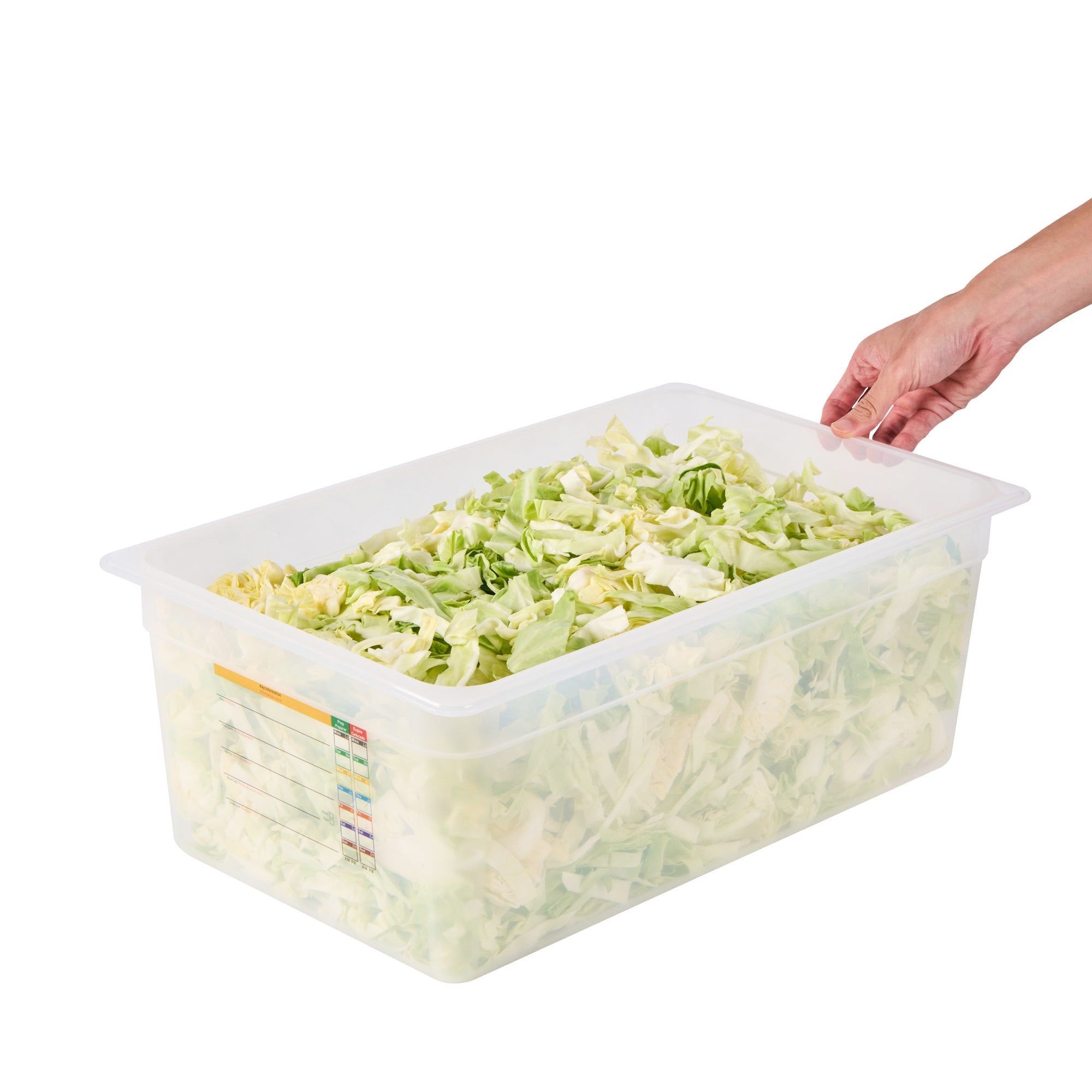 Met Lux Rectangle White Polypropylene Full Size Food Pan - 8" Deep, with Label - 10 count box