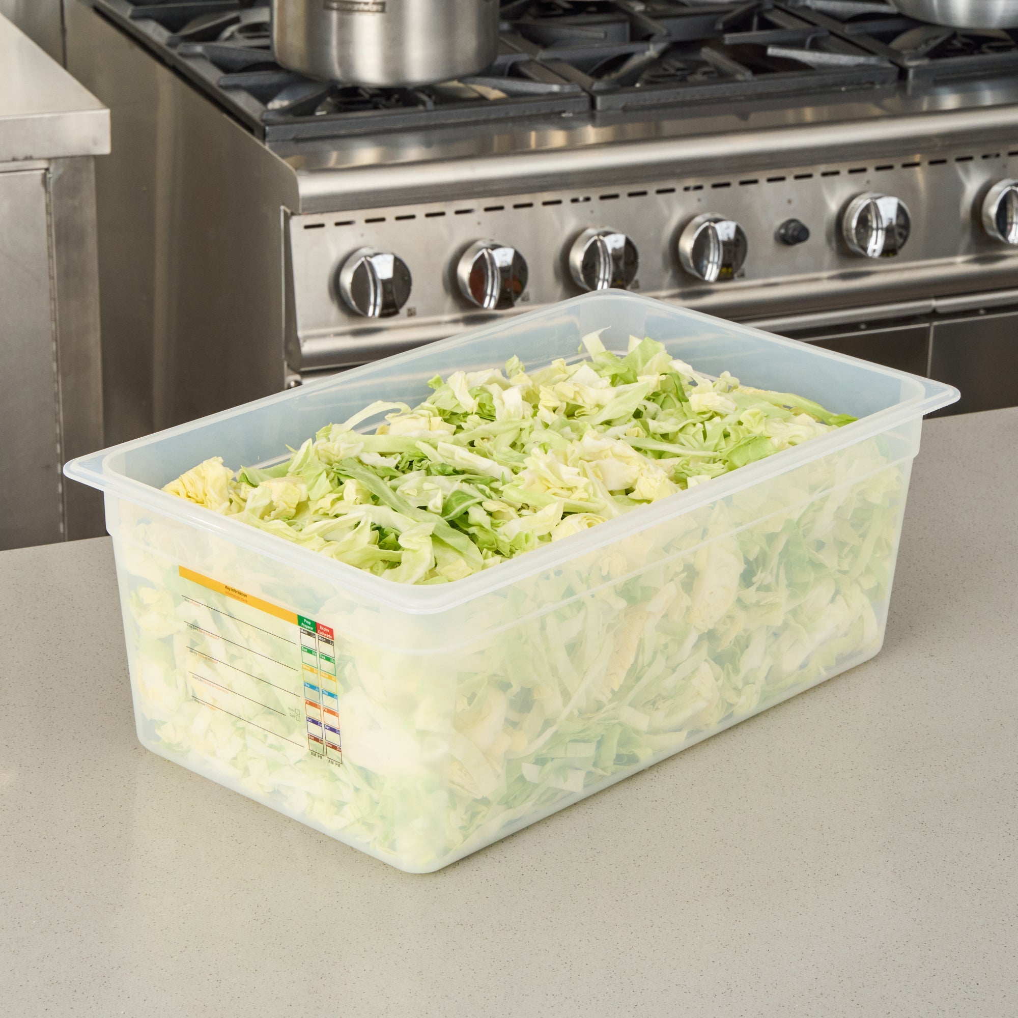 Met Lux Rectangle White Polypropylene Full Size Food Pan - 8" Deep, with Label - 10 count box