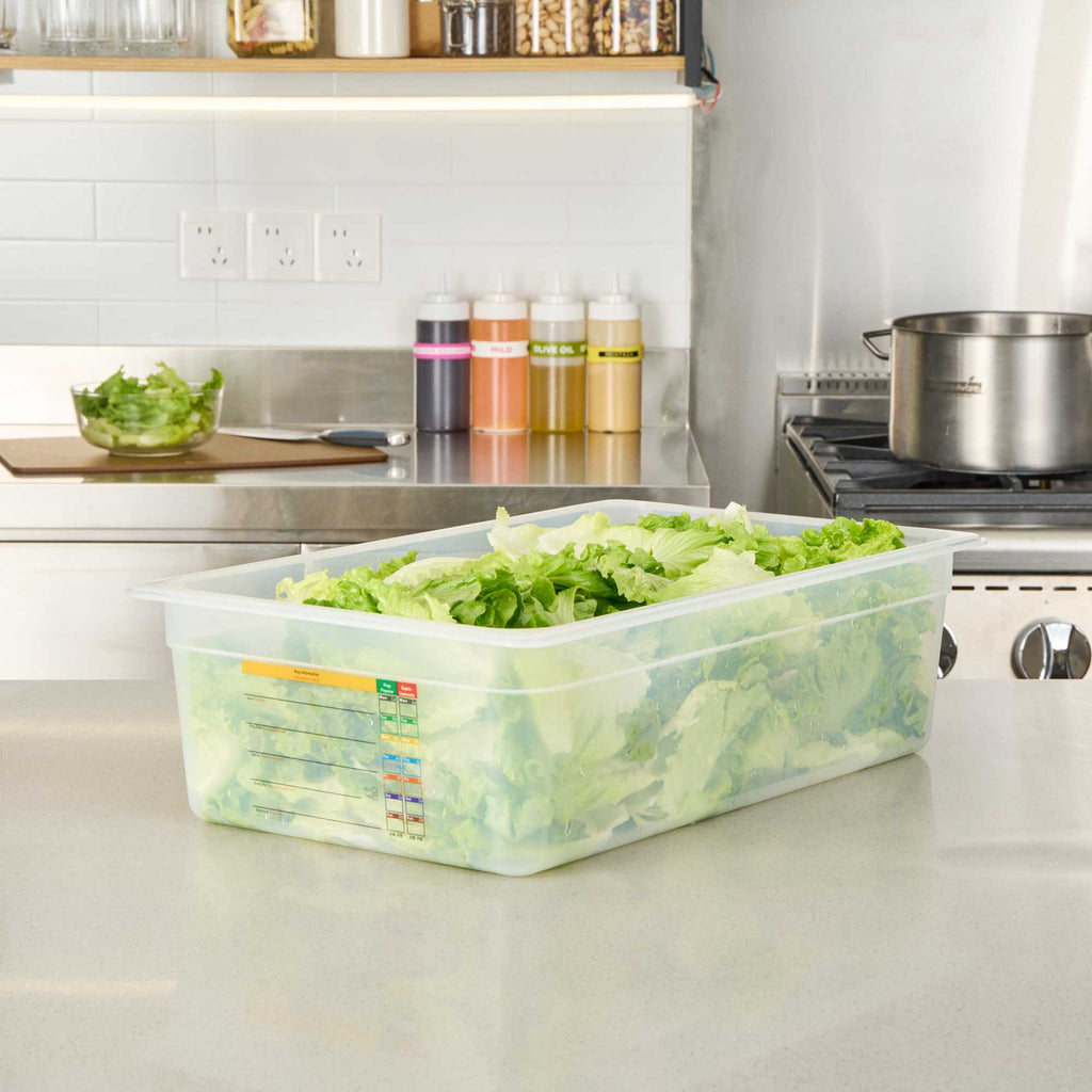 Met Lux Rectangle White Polypropylene Full Size Food Pan - 6" Deep, with Label - 1 count box