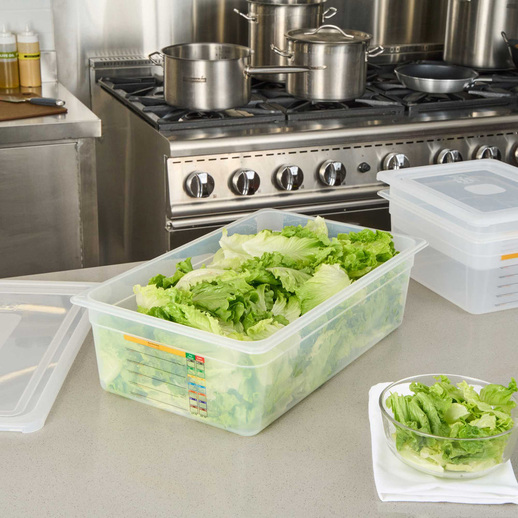 Met Lux Rectangle White Polypropylene Full Size Food Pan - 6" Deep, with Label - 1 count box