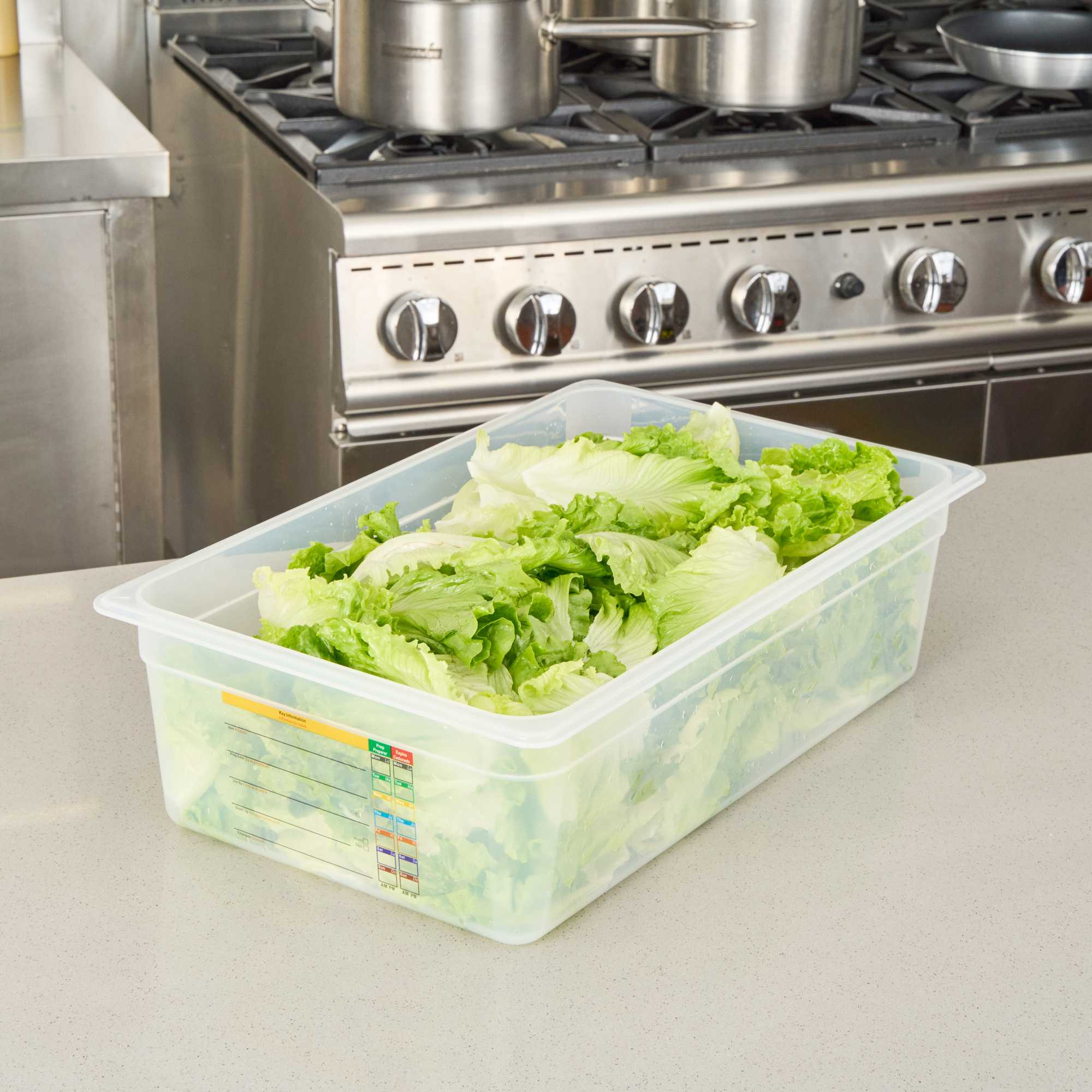 Met Lux Rectangle White Polypropylene Full Size Food Pan - 6" Deep, with Label - 1 count box