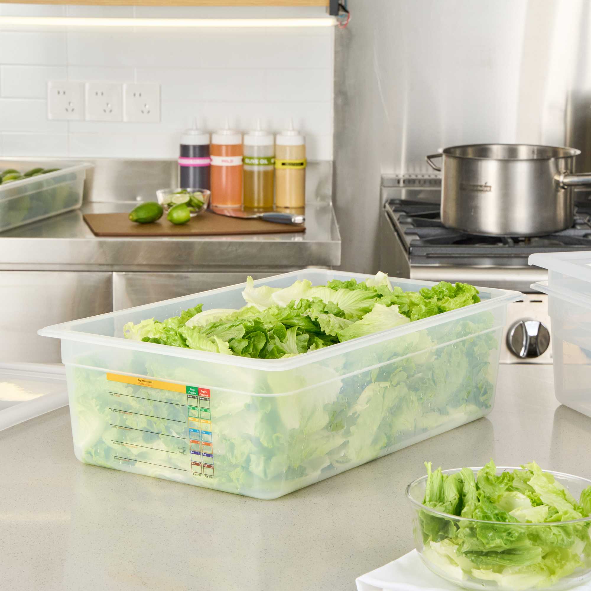 Met Lux Rectangle White Polypropylene Full Size Food Pan - 6" Deep, with Label - 1 count box