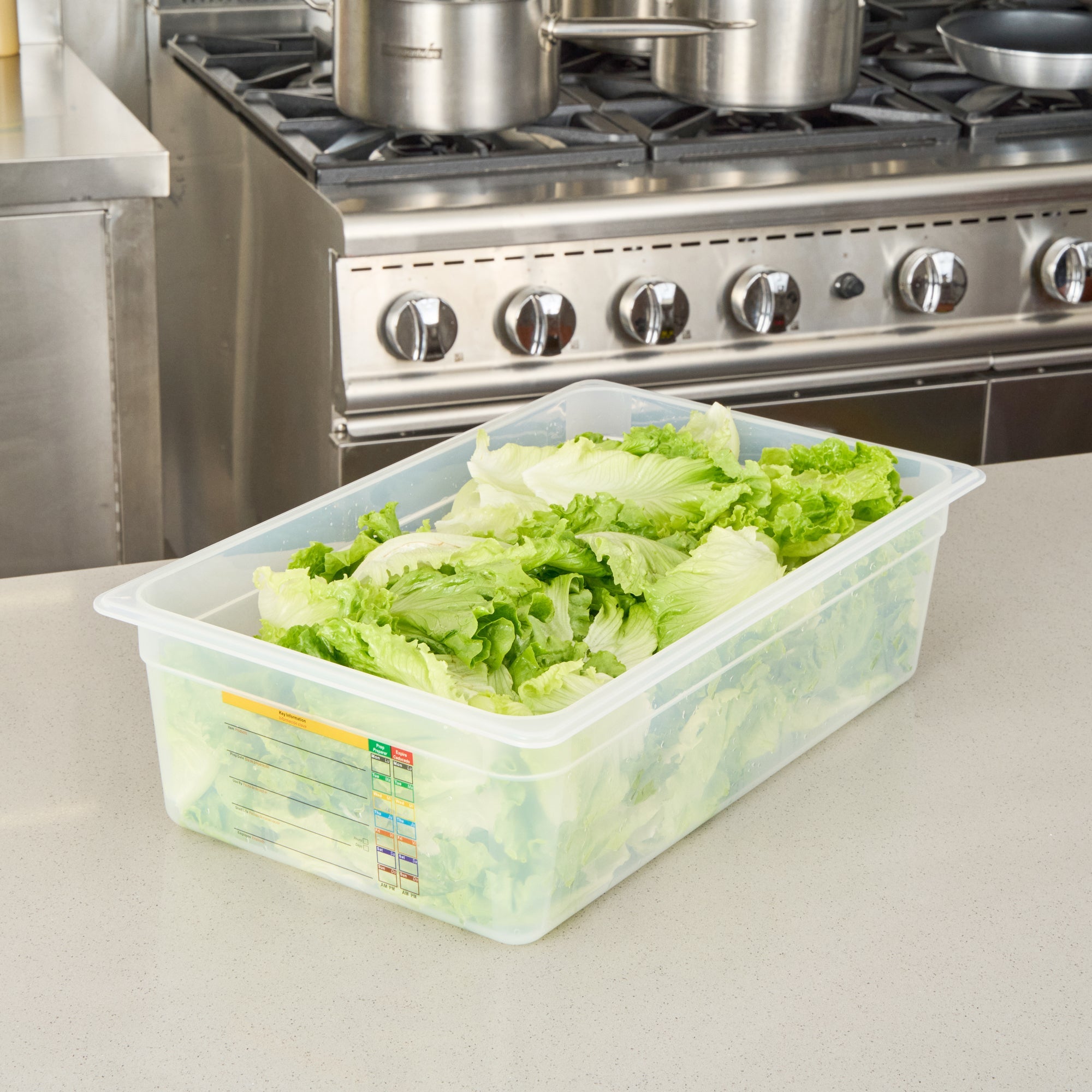 Met Lux Rectangle White Polypropylene Full Size Food Pan - 6" Deep, with Label - 10 count box