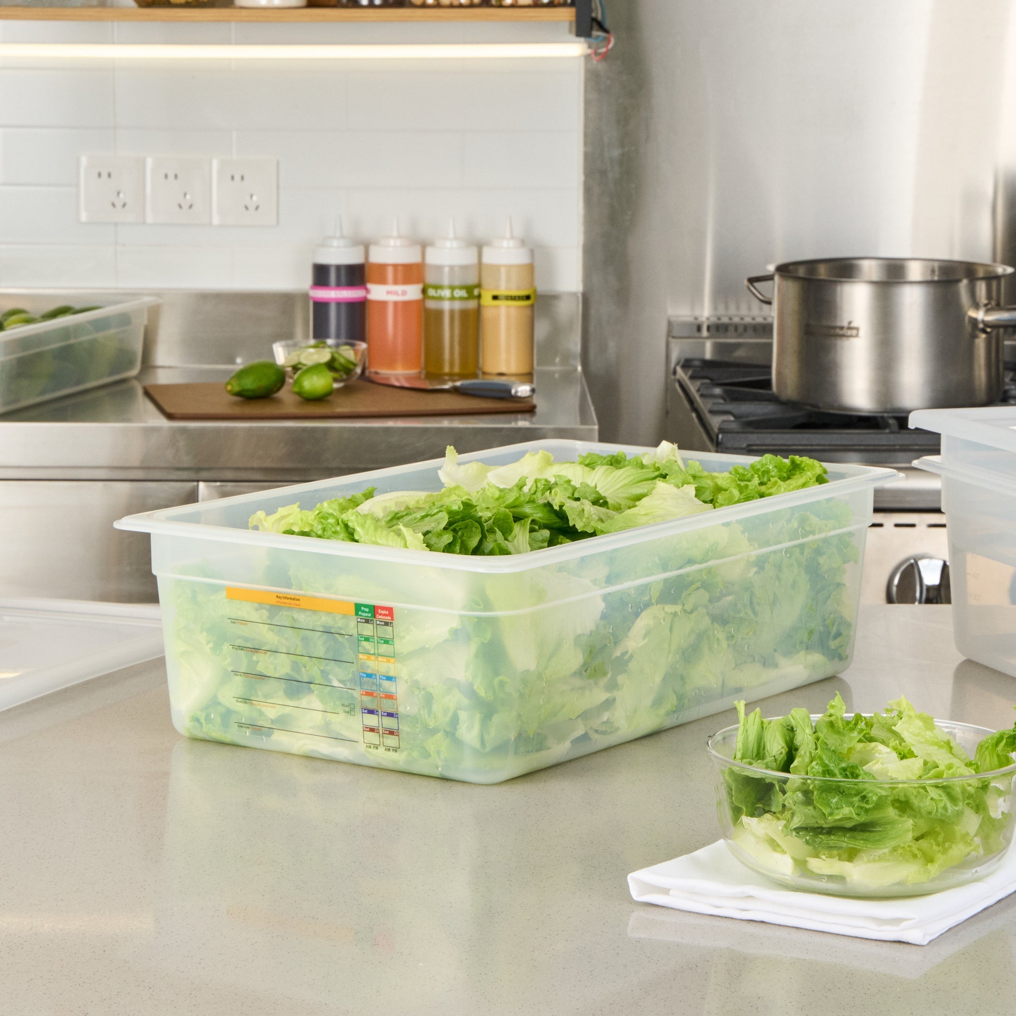 Met Lux Rectangle White Polypropylene Full Size Food Pan - 6" Deep, with Label - 10 count box