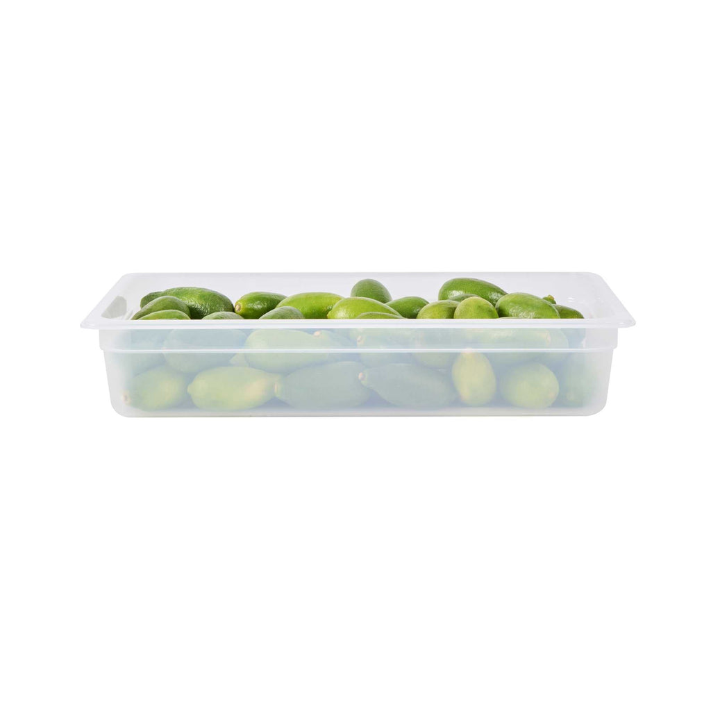 Met Lux Rectangle White Polypropylene Full Size Food Pan - 4" Deep, with Label - 1 count box
