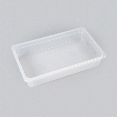 Met Lux Rectangle White Polypropylene Full Size Food Pan - 4" Deep, with Label - 1 count box