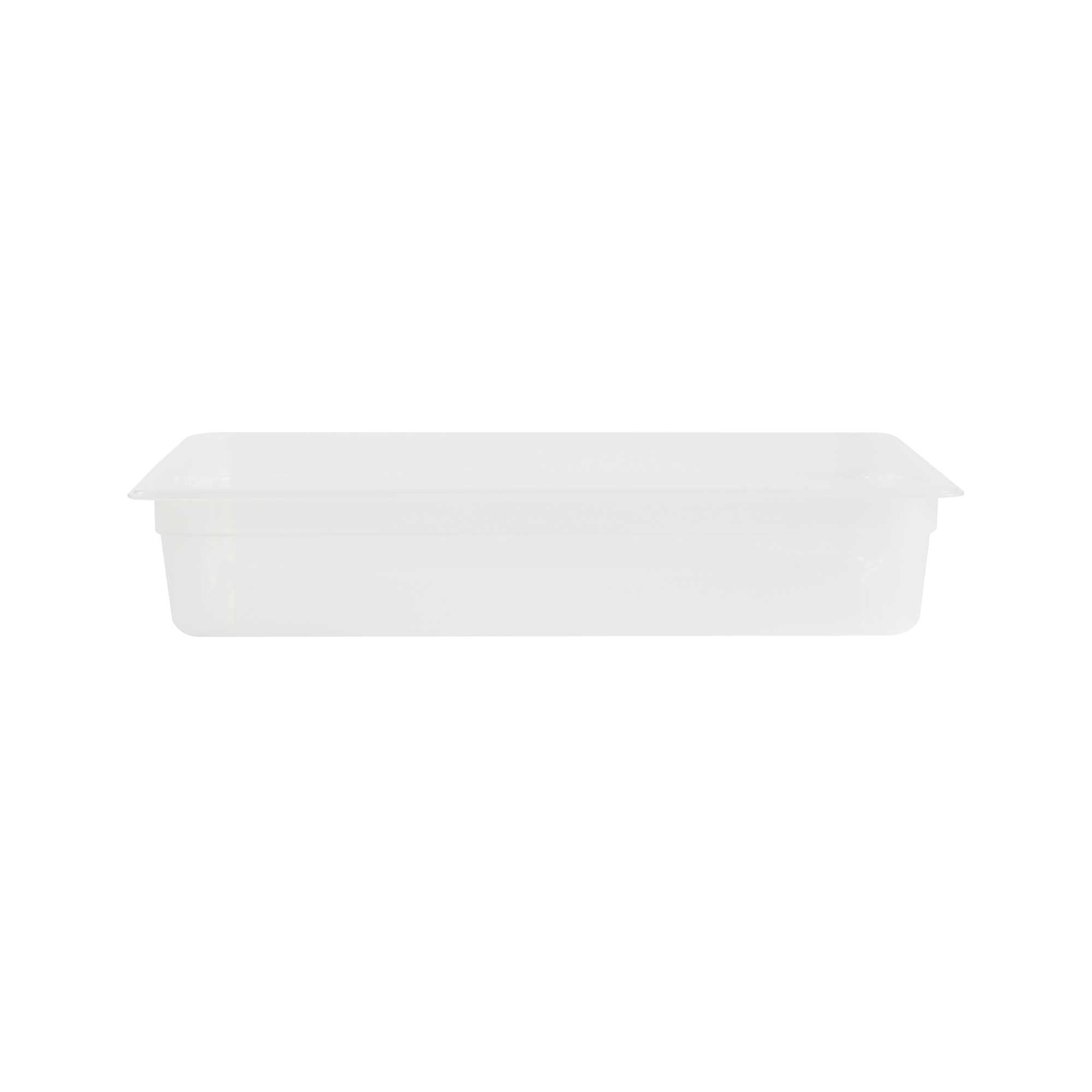 Met Lux Rectangle White Polypropylene Full Size Food Pan - 4" Deep, with Label - 1 count box