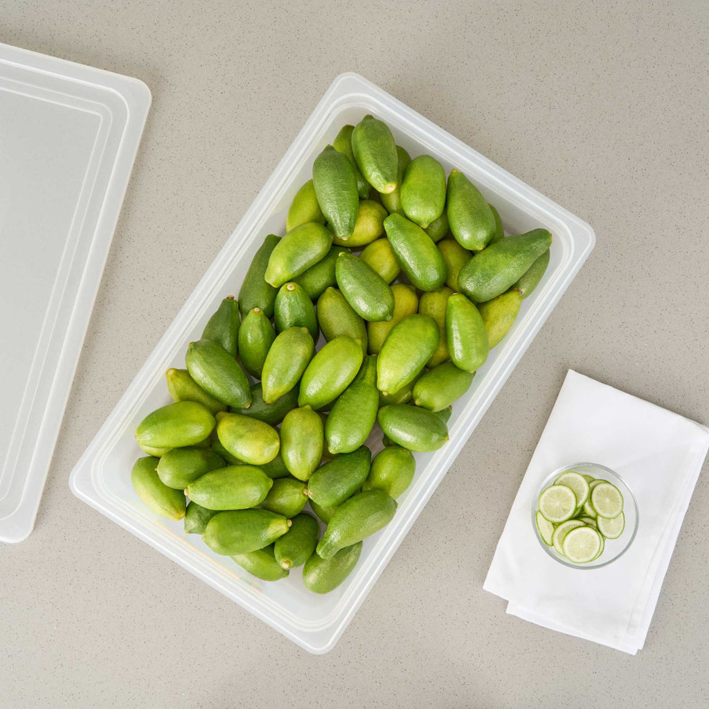 Met Lux Rectangle White Polypropylene Full Size Food Pan - 4" Deep, with Label - 1 count box