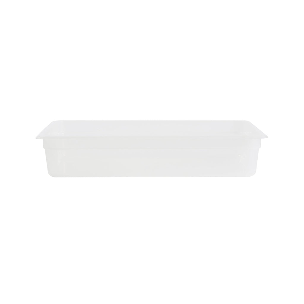 Met Lux Rectangle White Polypropylene Full Size Food Pan - 4" Deep, with Label - 10 count box