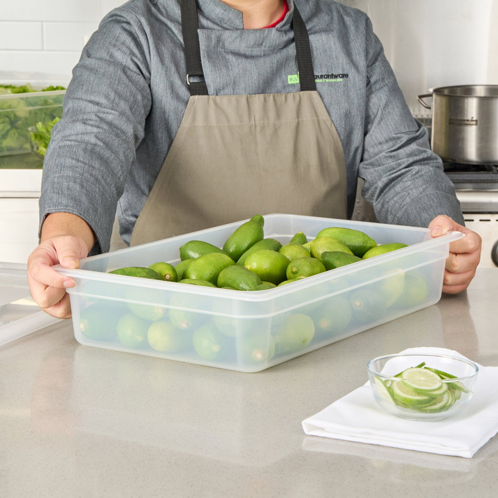 Met Lux Rectangle White Polypropylene Full Size Food Pan - 4" Deep, with Label - 10 count box