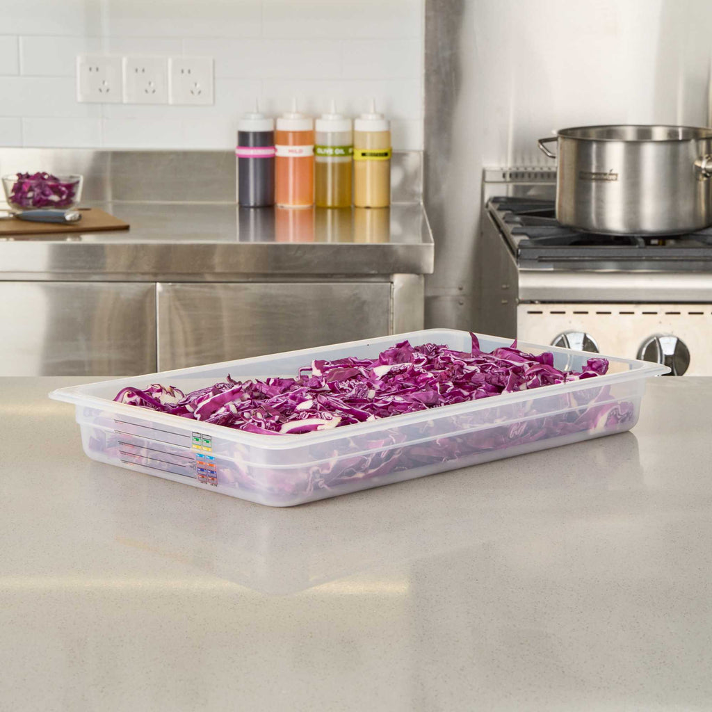 Met Lux Rectangle White Polypropylene Full Size Food Pan - 2.5" Deep, with Label - 1 count box