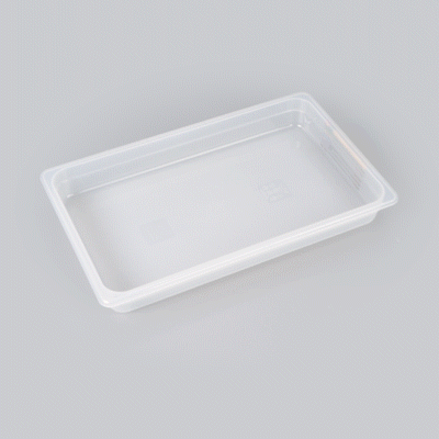 Met Lux Rectangle White Polypropylene Full Size Food Pan - 2.5" Deep, with Label - 1 count box