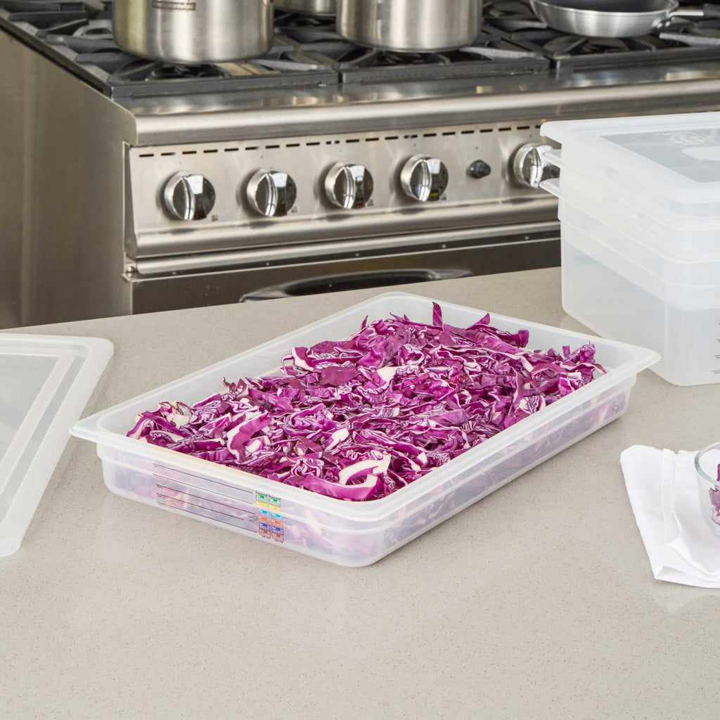 Met Lux Rectangle White Polypropylene Full Size Food Pan - 2.5" Deep, with Label - 1 count box