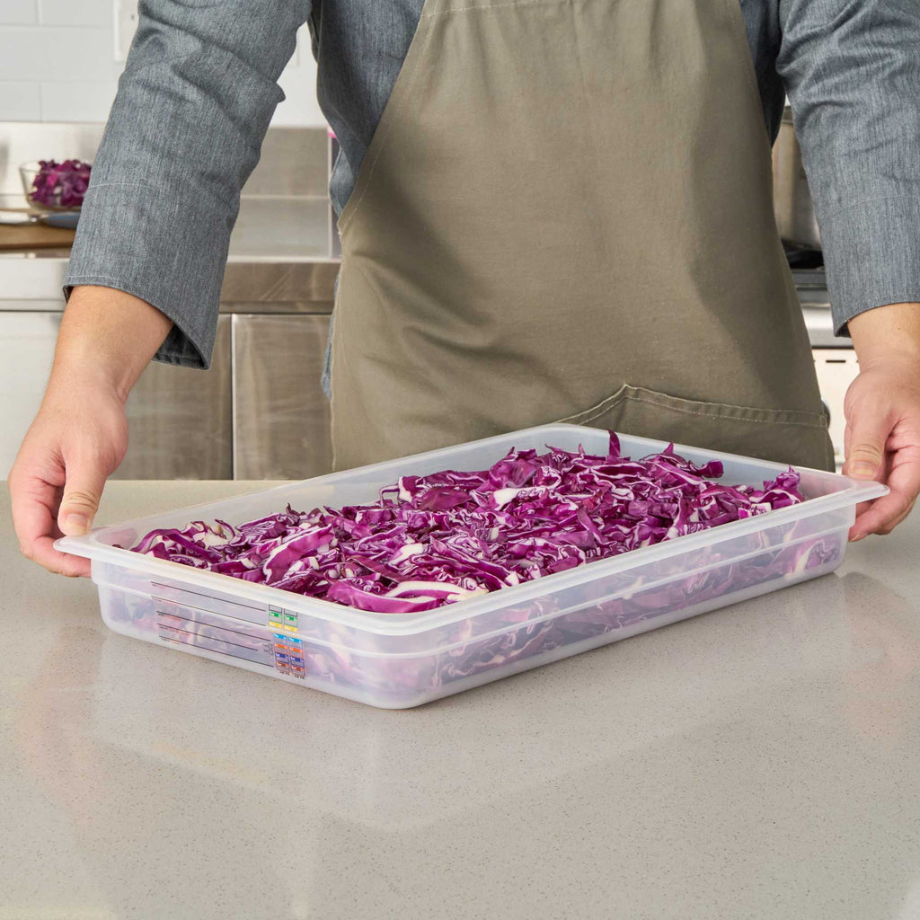 Met Lux Rectangle White Polypropylene Full Size Food Pan - 2.5" Deep, with Label - 1 count box
