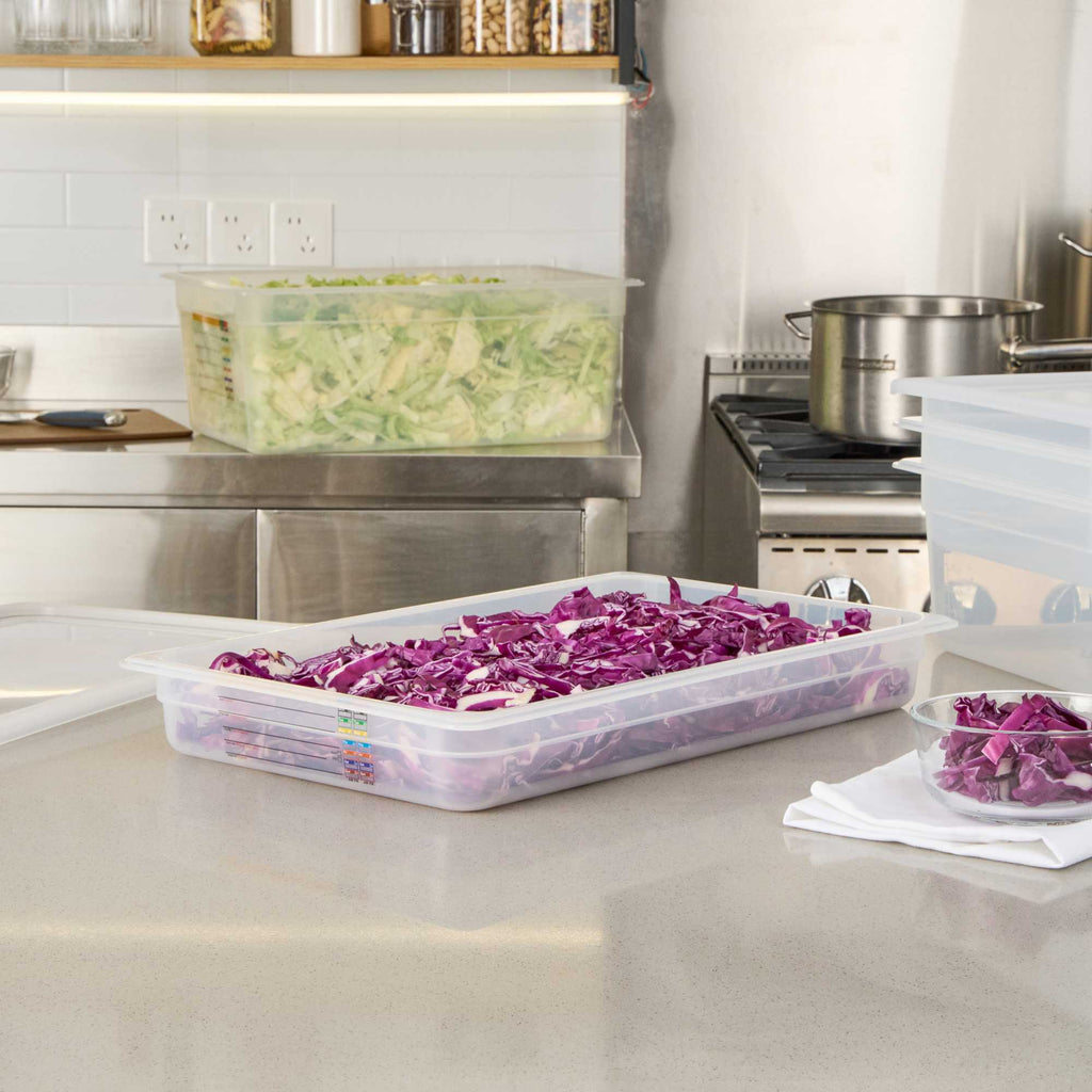 Met Lux Rectangle White Polypropylene Full Size Food Pan - 2.5" Deep, with Label - 1 count box