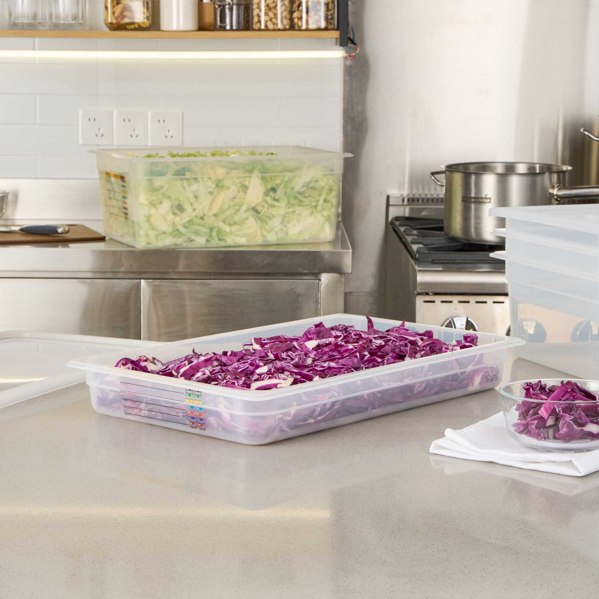 Met Lux Rectangle White Polypropylene Full Size Food Pan - 2.5" Deep, with Label - 1 count box