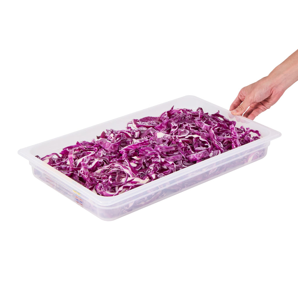 Met Lux Rectangle White Polypropylene Full Size Food Pan - 2.5" Deep, with Label - 10 count box