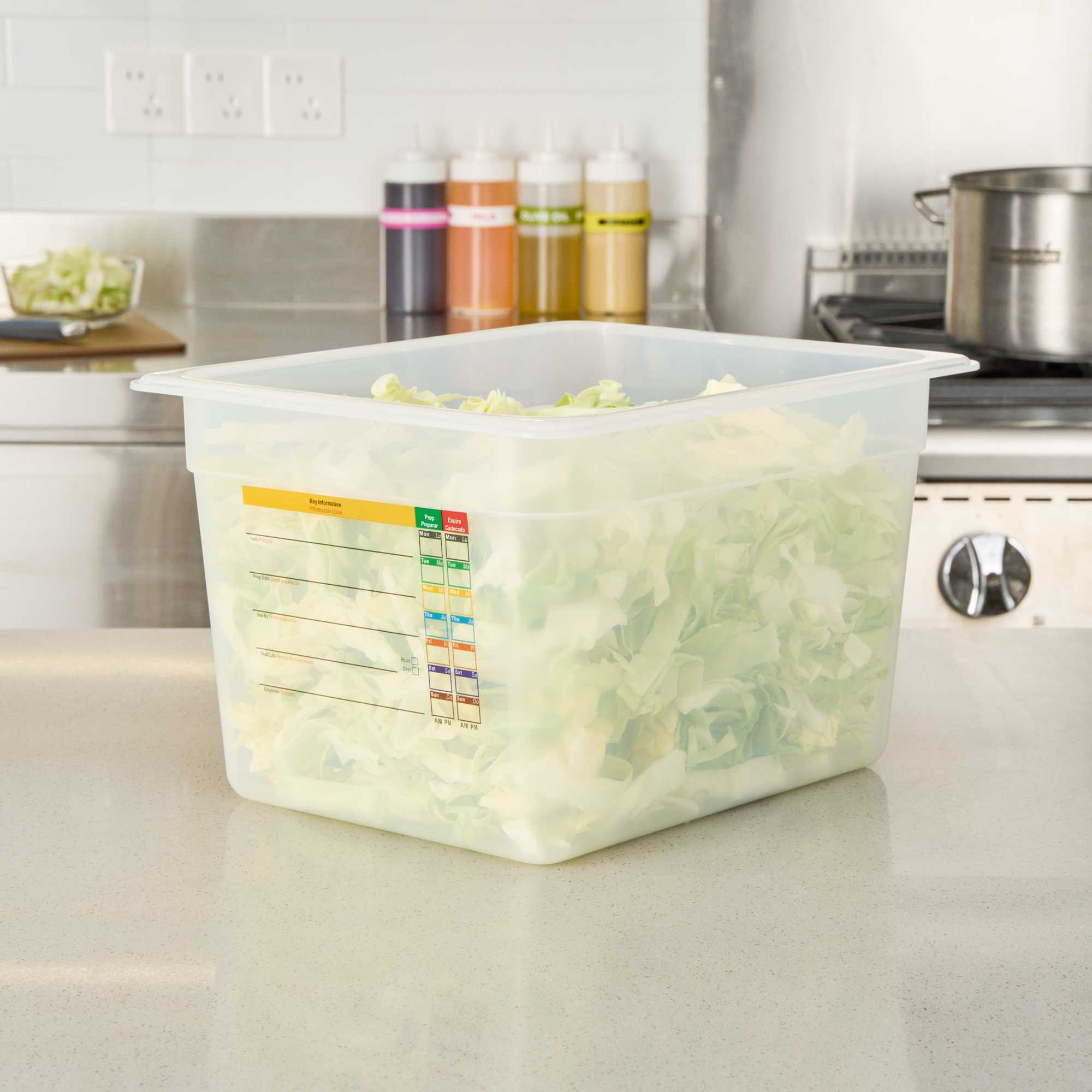 Met Lux Rectangle White Polypropylene Half Size Food Pan - 8" Deep, with Label - 1 count box